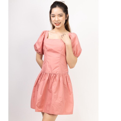 Đầm xòe cổ vuông, tay bồng, thắt nơ thân sau Emspo DM4091