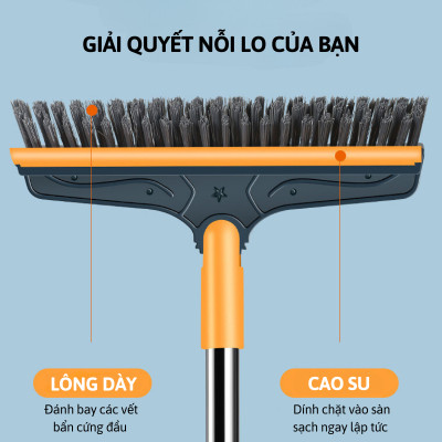 Cây chổi cọ sàn nhà vệ sinh dododios-S1 thông minh, bàn chải chà sàn nhà tắm và gạt nước đa năng cao cấp cán nhôm