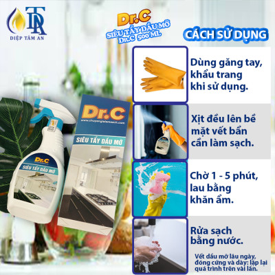 Nước Lau Bếp Đa Năng,Tẩy Xoong Nồi Siêu Sạch,Tẩy Dầu Mỡ Nhà Bếp,Tẩy Dầu Mỡ Máy Hút Mùi,Tẩy Bếp Từ Bếp Gas Dr.c 500ml