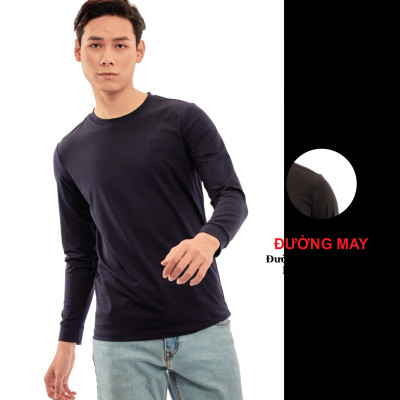 Áo thun nam dài tay Aligro màu navy co giãn 4 chiều chất thun cao cấp ALGAPD059