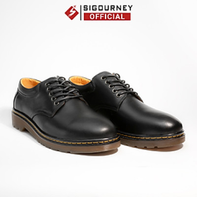 Giày Derby Da Bò Nappa Màu Đen SIGOURNEY Đế Kếp Cao Cấp SDR06 Bảo Hành 18 Tháng