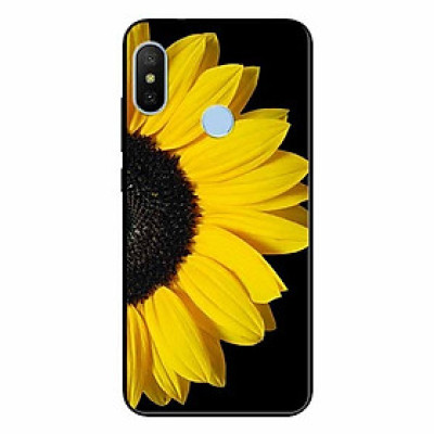 Ốp lưng in cho Xiaomi Redmi Note 6 Pro Hoa Hướng Dương Nền Đen