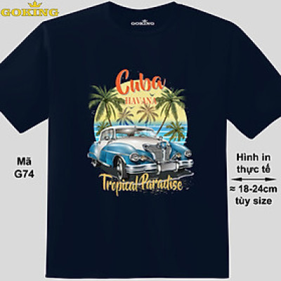 CUBA HAVANA, mã G74. Áo thun du lịch cho nam nữ siêu đẹp, form unisex. Áo phông hàng hiệu Goking, quà tặng cao cấp cho gia đình, cặp đôi, doanh nghiệp, hội nhóm.