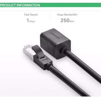 Ugreen UG11279NW112TK 1M màu Đen Cáp nối dài Ethernet CAT6 FTP RJ45 - HÀNG CHÍNH HÃNG