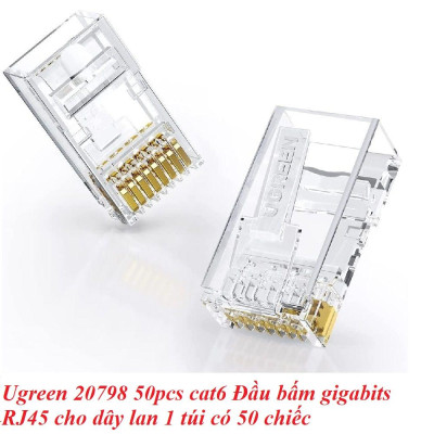 Ugreen UG20798NW171TK 50pcs CAT6 đầu bấm mạng 1 túi có 50 cái - HÀNG CHÍNH HÃNG
