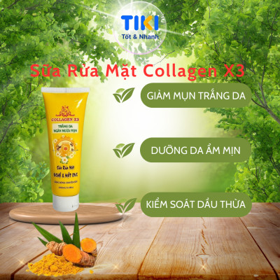 Sữa Rửa Mặt Collagen X3 Sữa Rửa Mặt Nghệ Mật Ong Sạch Sâu Dưỡng Trắng Da Đông Anh Chính Hãng100ml