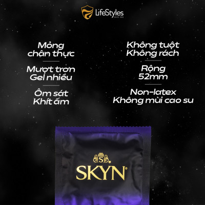 Bao cao su mỏng khít LifeStyles Zero - Trơn êm -  Hộp 3 bao