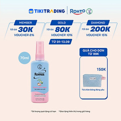 Xịt chống muỗi cho bé từ 6 tháng tuổi hương khuynh diệp Rohto Mentholatum Remos Baby Spray 70ml