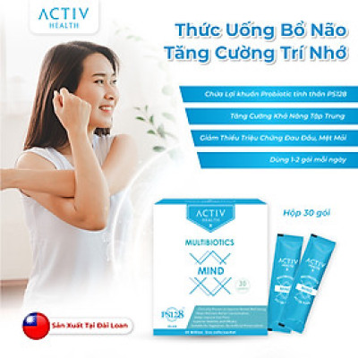 Thức Uống Dạng Bột  ActivHealth Multibiotics Mind Duy Trì Hệ Vi Khuẩn Đường Ruột, Hỗ Trợ Giải Tỏa Căng Thẳng, Bổ Sung Năng Lượng Cho Cơ Thể (Hộp 30 Gói x 120g)