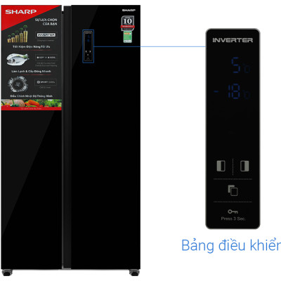 Tủ lạnh Sharp Inverter 442 lít Side By Side SJ-SBX440VG-BK - Hàng chính hãng - Chỉ giao HCM