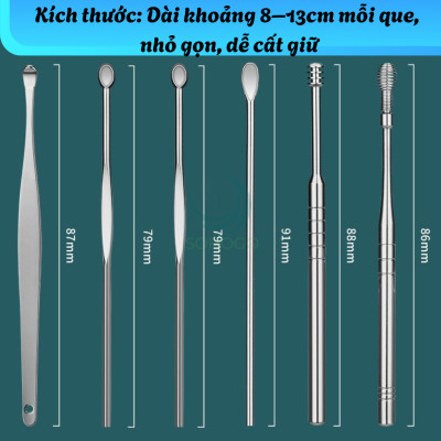Bộ dụng cụ lấy ráy tai inox cao cấp- Bộ ngoáy tai y tế inox 304- Dụng cụ lấy ráy tai chuyên nghiệp- Bộ vệ sinh tai không đau, an toàn- Bộ dụng cụ ngoáy tai chống gãi rát- Que lấy ráy tai đa năng bằng thép không gỉ