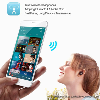 Tai nghe Bluetooth 4.1 In-ear Stereo Deep Bass không dây Yuer True 