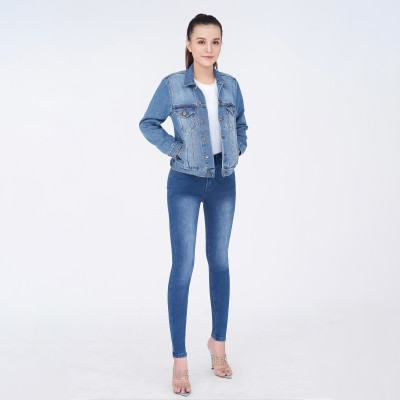 Áo Khoác Jean Nữ Trơn Màu Xanh Đậm Nhạt Aaa Jeans