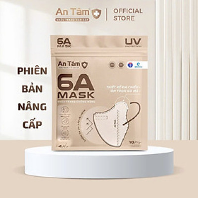 [50 Cái 6A] Combo 5 Túi Khẩu Trang Y Tế Kháng Khuẩn Chống Nắng 6A An Tâm -10 Cái/Túi