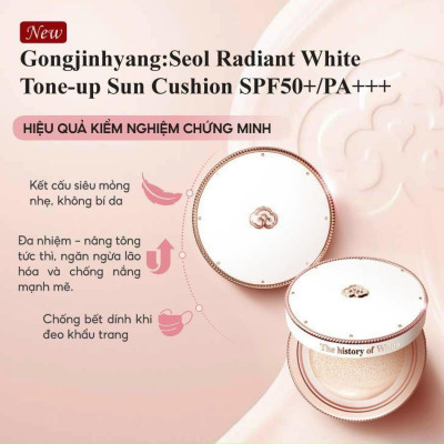 Set phấn nước whoo trắng da Seol Radiant White Tone Up Sun Cushion