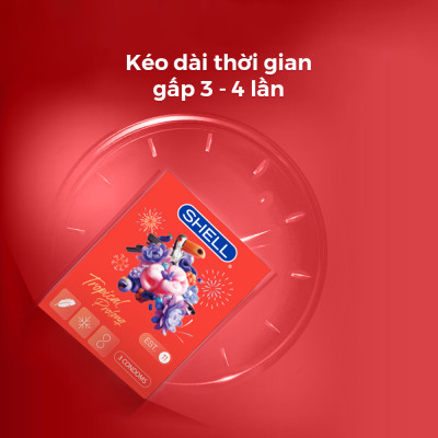 Bao cao su Shell Tropical Prolong kéo dài thời gian, hương hoa quả nhiệt đới - Hộp 3 cái | SHELL CHÍNH HÃNG