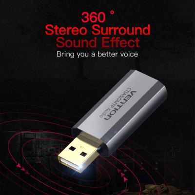 Thẻ âm thanh ngoài USB với giao diện 3,5 mm 7.1 Kênh không cần trình điều khiển Thay thế cho máy tính xách tay PC PUGB PS4 VENTION