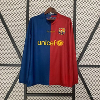 Áo Bóng Đá Retro Barcelona 2008 Dài Tay - Sân Nhà bản cao cấp vải Cotton Polyester