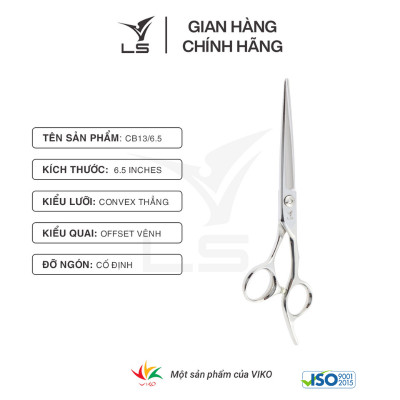 Kéo cắt tóc LS lưỡi thẳng quai offset vênh đỡ ngón cố định CB13/6.5