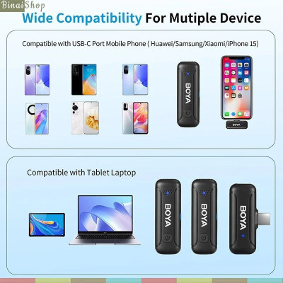 Boya BY-WM3T-U2 / BY-WM3T-D2 - Micro Cài Áo Không Dây 2.4GHz Cho Điện Thoại IOS, Android , Sử Dụng 10 Giờ , Phạm Vi Thu 100m - Hàng chính hãng