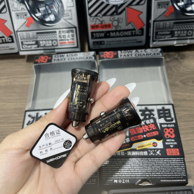 Tẩu Sạc Xe Hơi Đa Năng Wekome WP-C41, WP-C42 - Sủ Dụng Chip Sạc Thông Minh, An Toàn - Thiết Kế Trong Suốt Độc Đáo - Hàng Chính Hãng