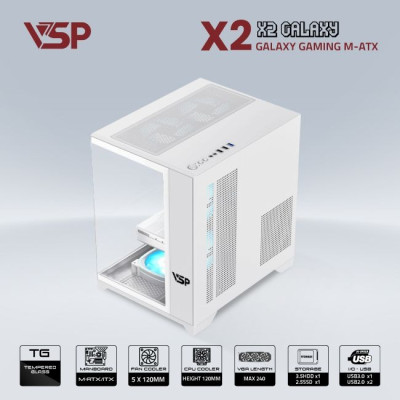  Vỏ Máy Tính Case VSP X2 Galaxy (Black/White) - Hàng Chính Hãng 