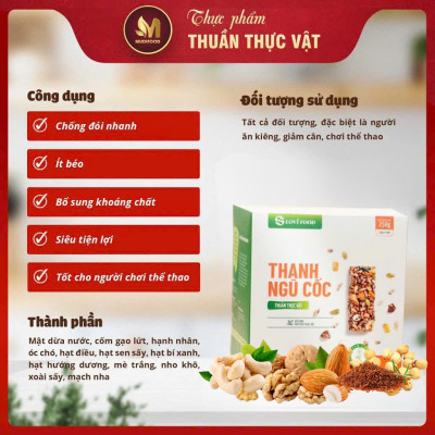 Thanh Ngũ Cốc Thuần Thực Vật Lovifood 250g (10 gói x 25g) - Cung Cấp Vitamin và Khoáng Chất, Giúp Cân Đối Dinh Dưỡng, Tốt Cho Sức Khỏe, Bổ Sung Chất Đạm và Chất Xơ, Tốt Cho Tim Mạch, Huyết Áp - Người Ăn Kiêng, Ăn chay, Giảm Cân, Tiểu Đường