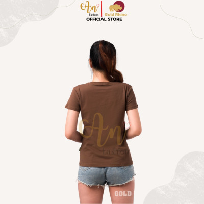 Áo Thun Nữ Cổ Tròn Kháng Khuẩn, Mềm Mịn, Thoáng Mát Màu NÂU Mộc Mạc - Gold Rhino