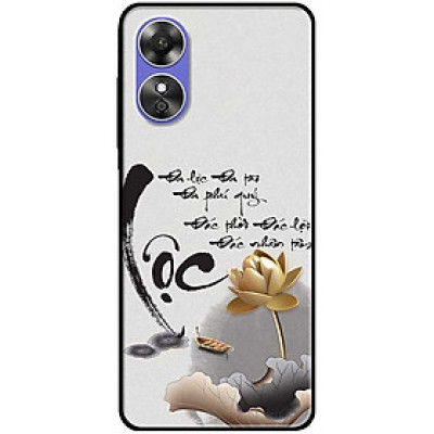 Ốp lưng cho Oppo A15 - A15s - Oppo A35 4G - A17 - A17K - Oppo A57 - A95 5G - Thư Pháp Lộc Sen Vàng - Hàng Chính Hãng