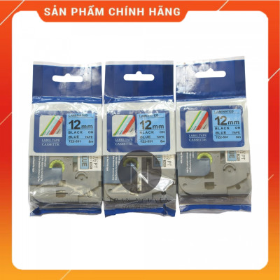 [Combo 5 Hộp] Nhãn In đa lớp Tz2-531 - Đen nền Dương 12mm x 8m - Hàng nhập khẩu