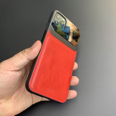 Ốp lưng da kính cao cấp dành cho iPhone 11 Pro - Màu đỏ - Hàng nhập khẩu - DELICATE