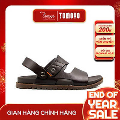 Sandal Tomoyo Da Bò Thật Đế Rãnh Chống Trượt TMS301