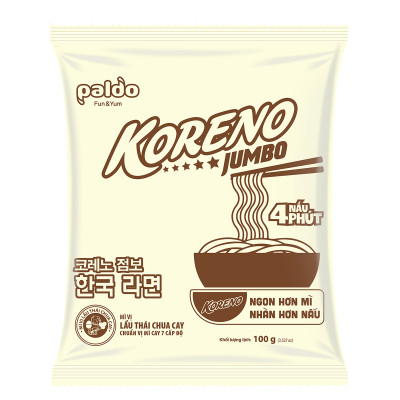 Thùng 8 Lốc Mì vị Lẩu Thái chua cay Koreno Jumbo 500g