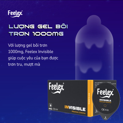 Bao cao su cao cấp OZO Feelex Invisible Cool - Hộp 10 bcs