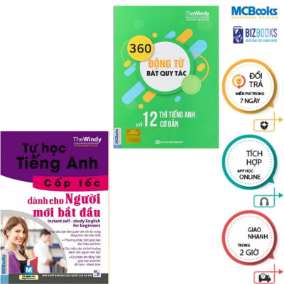 Sách - Tự Học Tiếng Anh Cấp Tốc Dành Cho Người Mới Bắt Đầu + 360 Động Từ Bất Quy Tắc + 12 Thì Tiếng Anh Cơ Bản - MCBooks