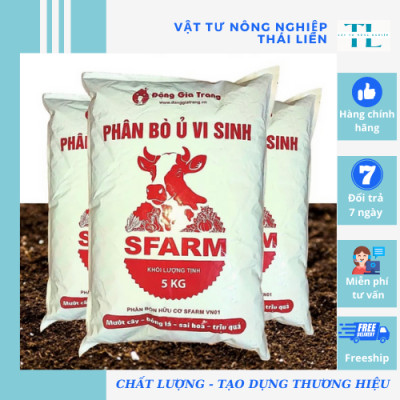 Phân bò ủ vi sinh SFARM đã qua xử lý, bao 2kg, 5kg