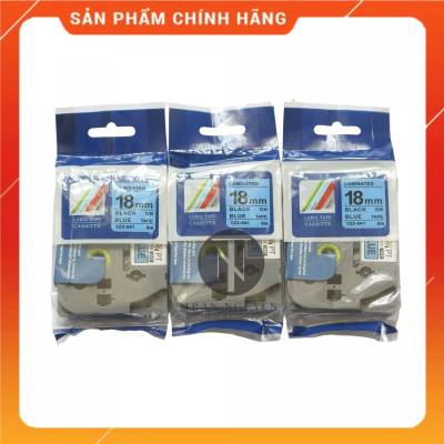 [Combo 5 hộp] Nhãn In đa lớp Tz2-541 - Đen nền Dương 18mm x 8m - Hàng nhập khẩu