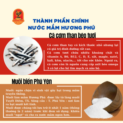Nước mắm cá cơm Hương Phú 40 độ đạm - Loại nhỏ - Cốt đặc biệt
