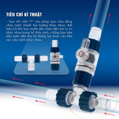 Van khóa Marine Three Way Water Changer chia ống T thay nước bể cá tép thủy sinh