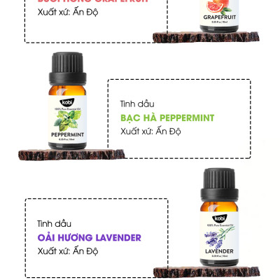 Combo Tinh Dầu Bạc Hà Kobi (30ml) + Tinh Dầu Bưởi Hồng Kobi (30ml) Nguyên Chất Giúp Đuổi Muỗi, Xông Phòng, Chăm Sóc Tóc Hiệu Quả
