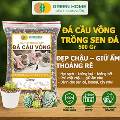 Đá Cầu Vồng Trồng Sen Đá GreenHome, Bao 500GR, Kích Rễ, Đậm Màu, Thoát Nước Tốt, Trộn Đất, Rải Bề Mặt Đều Tốt