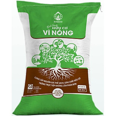 Đất trồng cây Vì Nông bao 20dm, thành phần hữu cơ bổ sung đạm cá, bổ sung nấm Trichoderma, đất sạch trồng cây