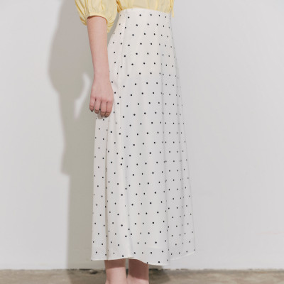 DOTTIE - Chân váy lụa midi - Trắng - S0292