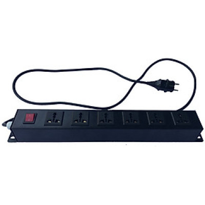 PDU 6 ổ - 3 chấu dạng tiêu chuẩn dành cho tủ Rack - SPDU-03-06 - INPUT ~220-240V ∣ 16A ∣ 3000W - Ổ cắm điện 3 chấu