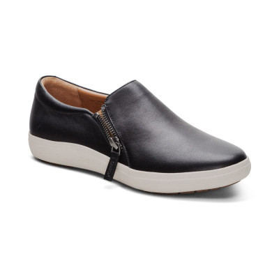 Giày thể thao sức khoẻ nữ Aetrex Jenna Black - Giày lười da đế đệm