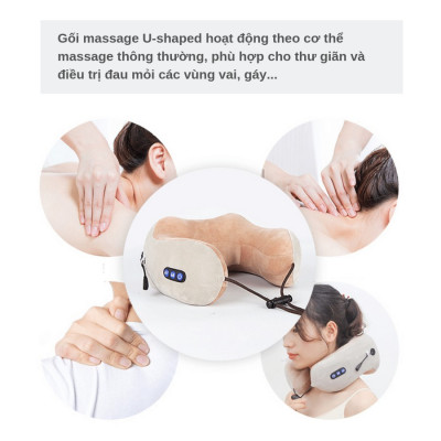 Gối Massage Vòng Cổ Chữ U Đa Năng Gối Ngủ Văn Phòng Gối Đi Du Lịch 