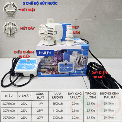 Bơm điện tử Hailea DZR Frequency Pump 3000 / 4000 / 5000 biến tần chống giật bể cá tép thủy sinh nước biển