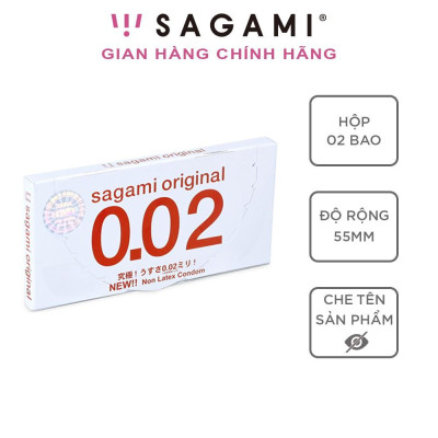 Bao cao su Sagami 002 - Siêu mỏng - Non Latex - Hộp 2 chiếc