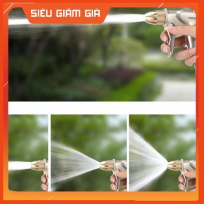 Bộ dây vòi xịt nước rửa xe, tưới cây . tăng áp 3 lần, loại 15m 206701 đầu đồng,cút,nối đen+ tặng đai