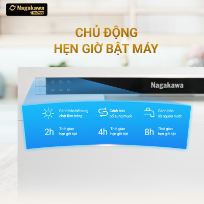 Máy rửa bát 8 bộ cao cấp Nagakawa NK8D61M- Bảo hành 2 năm - Made in Malaysia - Hàng chính hãng